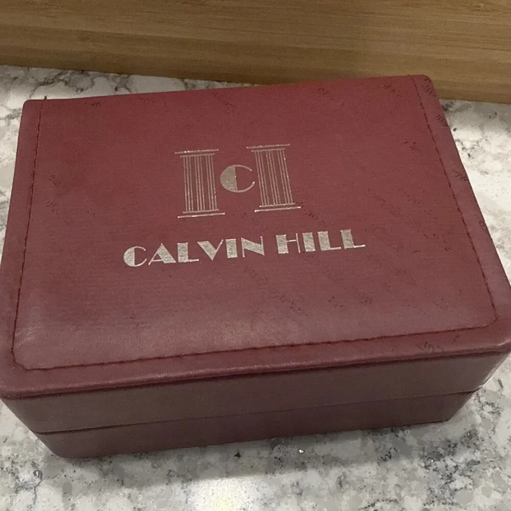 VTG Calvin Hill His Hers Quartz Watch Set Matching Pair Box Papers Silver Tone